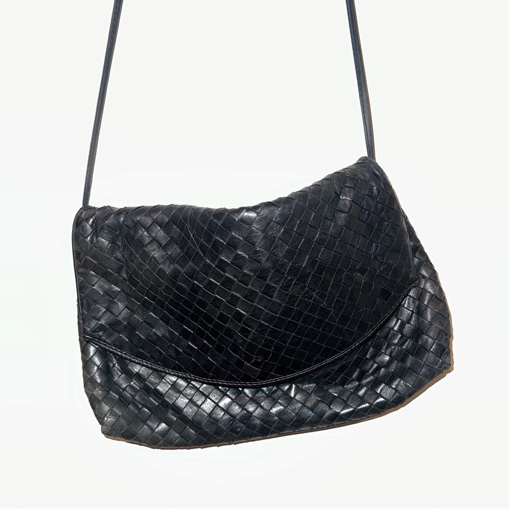 Real leather Italian-made cross stitch shoulder bag
